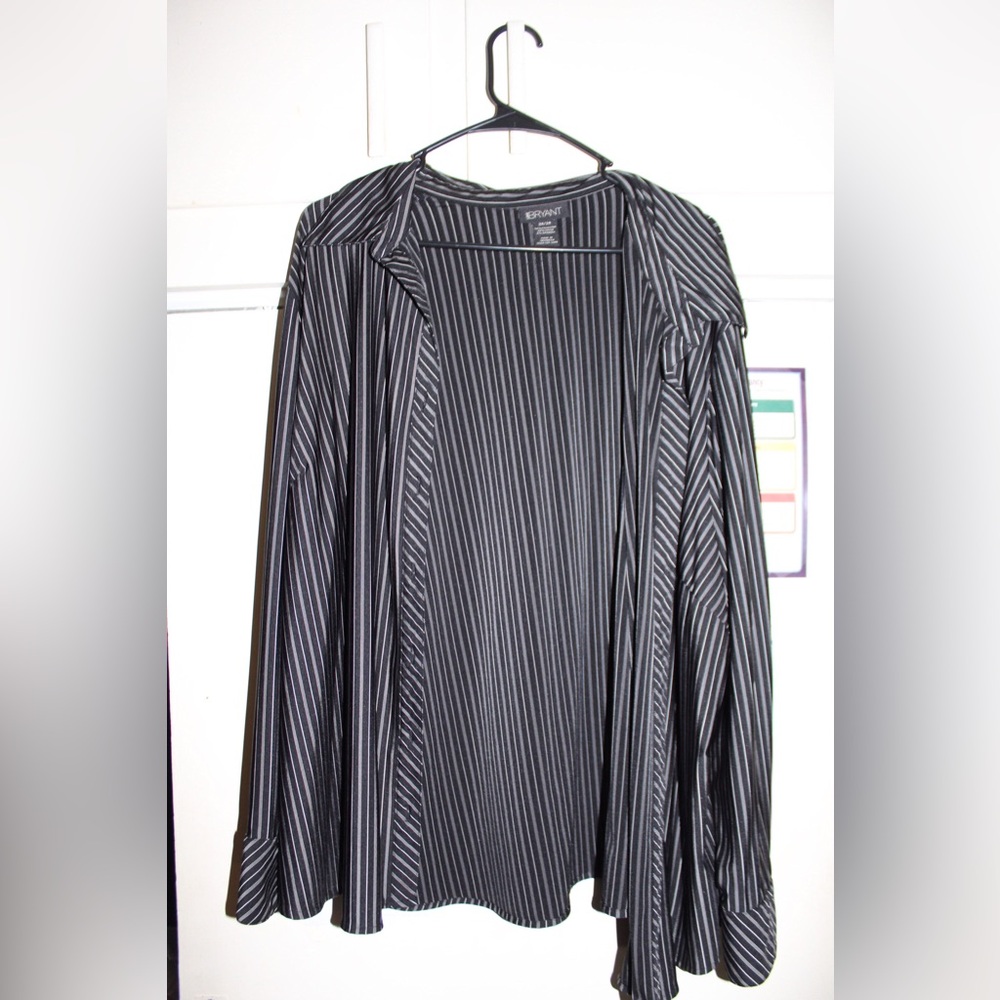 Lane Bryant Black and Gray Pinstripe Blouse